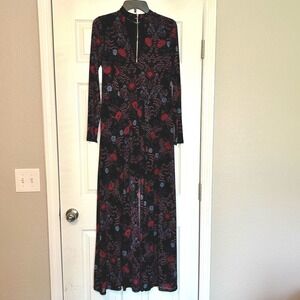 Material Girl Black Floral Long Sleeve Romper Women's Large Whimsygoth